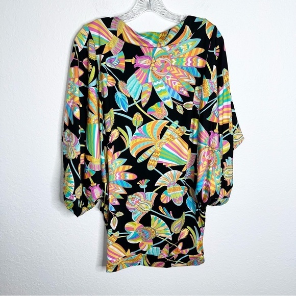 Trina Turk Cover Up Tunic Dress Women Small 6 Bikini Bottom Tahitian Floral B14 - Picture 3 of 13